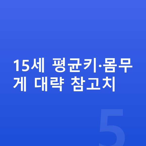 15세 평균키 15세 평균키·몸무게 대략 참고치