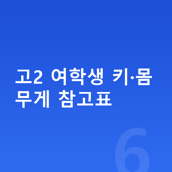 고등학교 2학년 여자 평균키 고2 여학생 키·몸무게 참고표