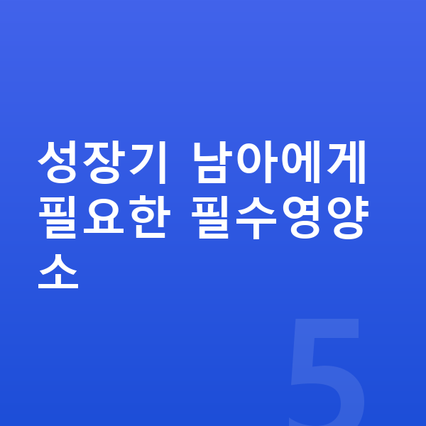 남아 필수영양 성장기 남아에게 필요한 필수영양소