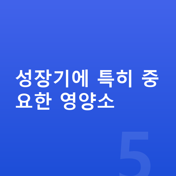 성장기 영양 성장기에 특히 중요한 영양소