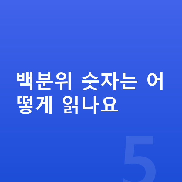 성장 백분위 백분위 숫자는 어떻게 읽나요