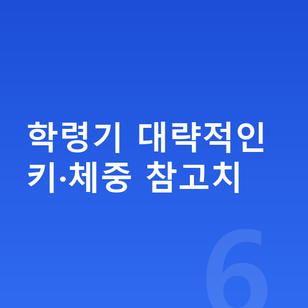 아동 성장 학령기 대략적인 키·체중 참고치