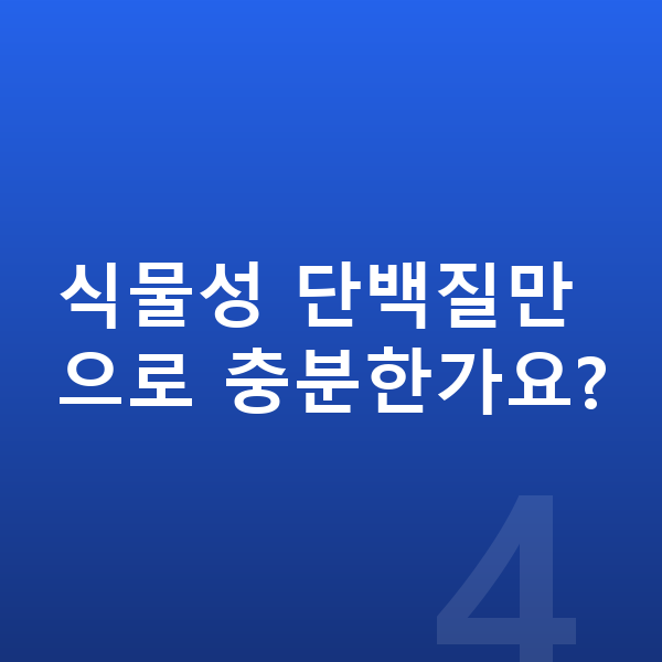 중학생 단백질 식물성 단백질만으로 충분한가요?