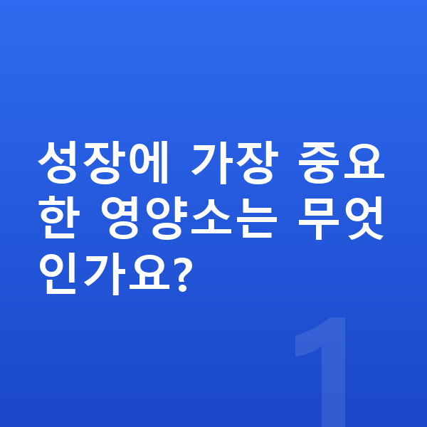 중학생 키크는영양 성장에 가장 중요한 영양소는 무엇인가요?