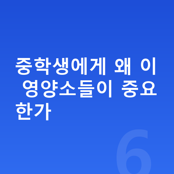 중학생 필수영양 중학생에게 왜 이 영양소들이 중요한가