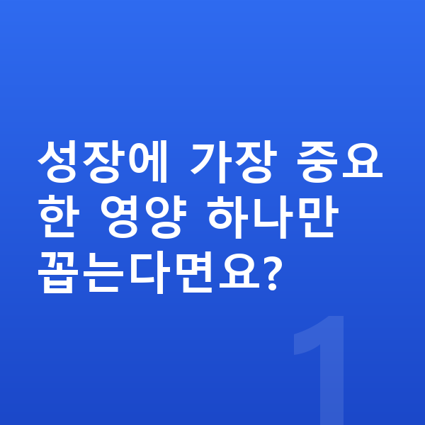 청소년 성장영양제 성장에 가장 중요한 영양 하나만 꼽는다면요?