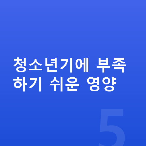 청소년 영양제 청소년기에 부족하기 쉬운 영양