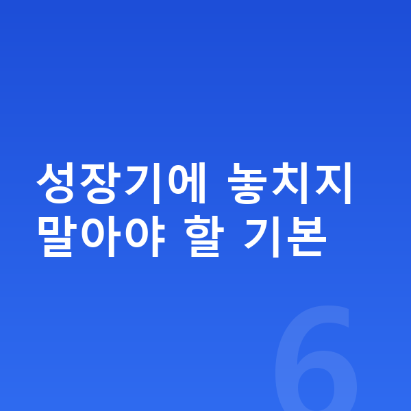 청소년 키 빨리 크는법 성장기에 놓치지 말아야 할 기본