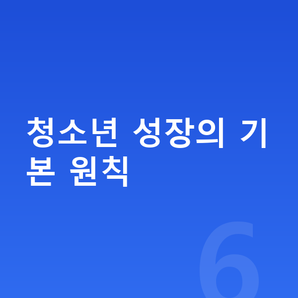 청소년 키 크는법 청소년 성장의 기본 원칙