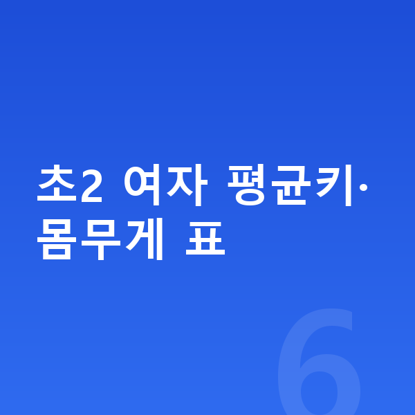 초등학교 2학년 여자 평균키 초2 여자 평균키·몸무게 표