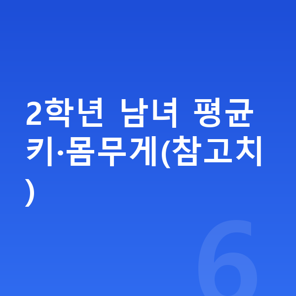 초등학교 2학년 평균키 2학년 남녀 평균키·몸무게(참고치)