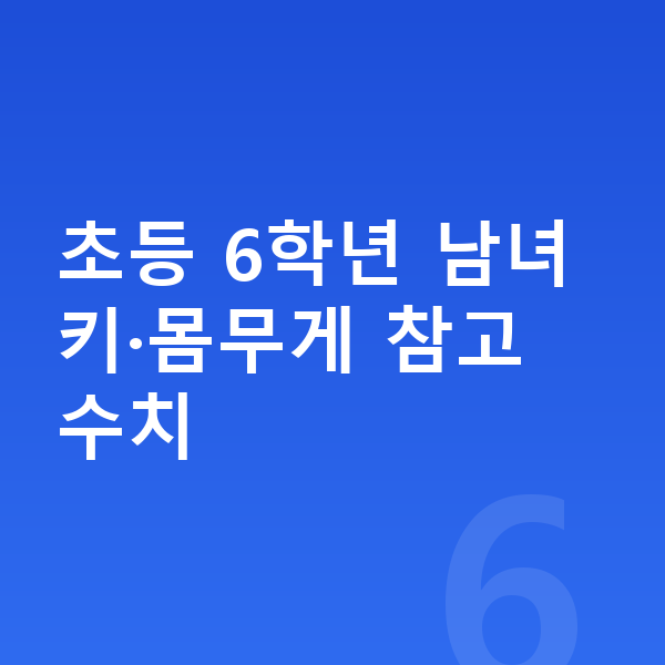 초등학교 6학년 평균키 초등 6학년 남녀 키·몸무게 참고 수치