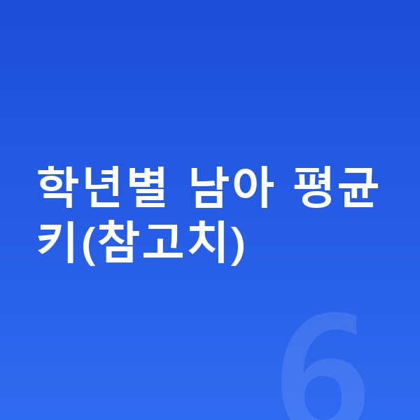 초등학생 남아 평균키 학년별 남아 평균키(참고치)