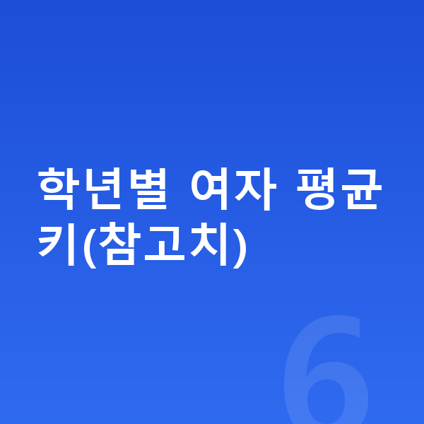 초등학생 여자 평균키 학년별 여자 평균키(참고치)