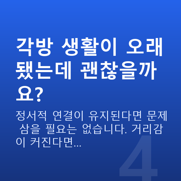 각방 부부 각방 생활이 오래됐는데 괜찮을까요?