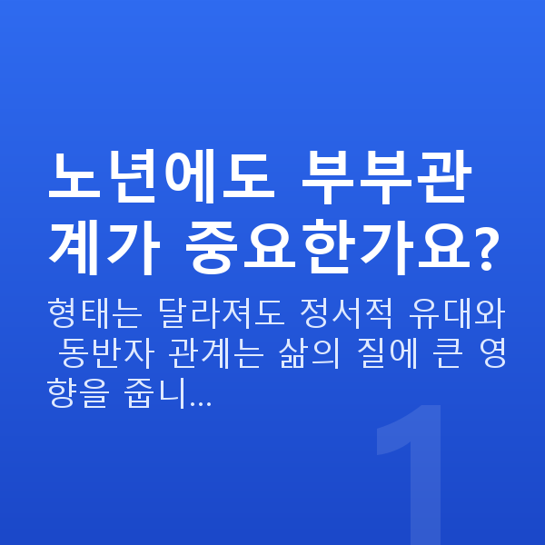 노년 부부관계 노년에도 부부관계가 중요한가요?