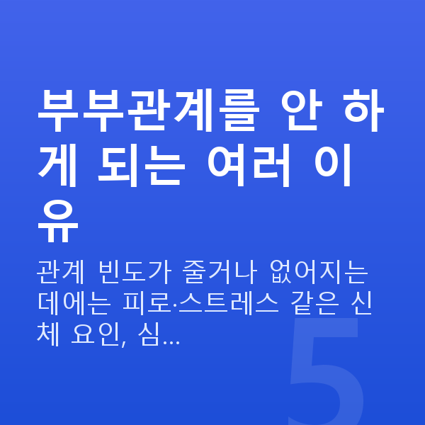 부부관계 안하는 부부관계를 안 하게 되는 여러 이유