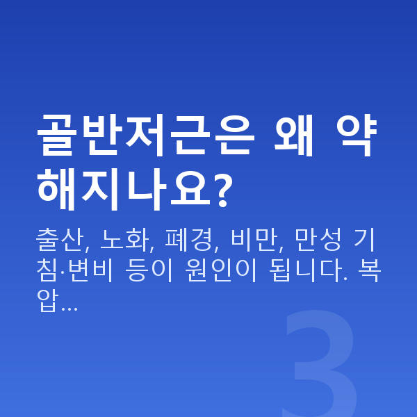 수술없는질수축 골반저근은 왜 약해지나요?