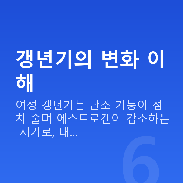 여성갱년기 갱년기의 변화 이해