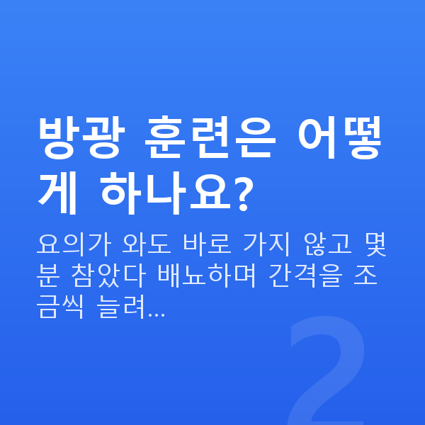 요실금완화 방광 훈련은 어떻게 하나요?