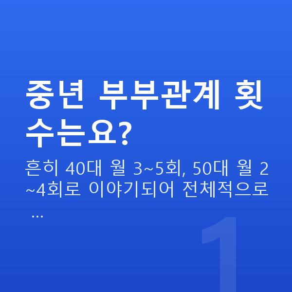 중년 부부관계 횟수 중년 부부관계 횟수는요?