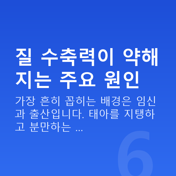 질수축원인 질 수축력이 약해지는 주요 원인