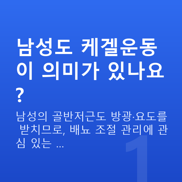 케겔운동남성 남성도 케겔운동이 의미가 있나요?