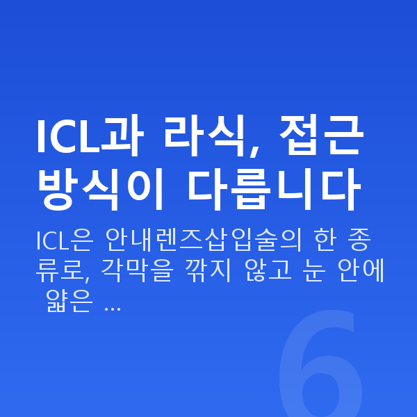 ICLvs라식 ICL과 라식, 접근 방식이 다릅니다