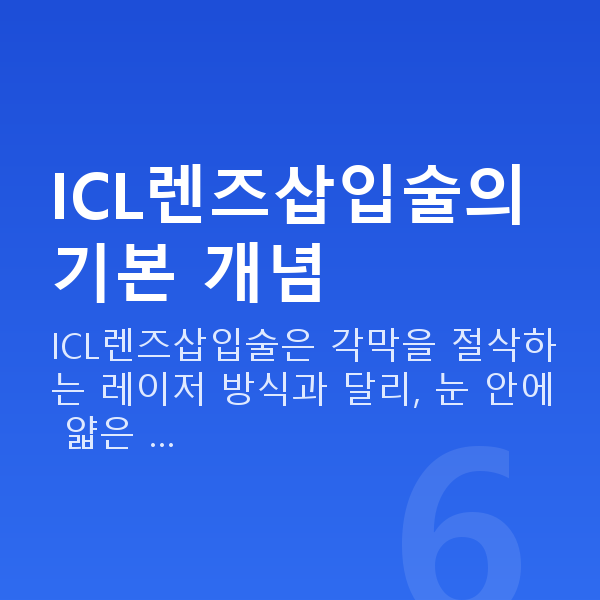 ICL렌즈삽입술 ICL렌즈삽입술의 기본 개념