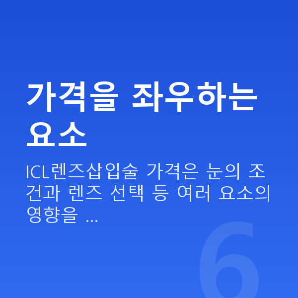 ICL렌즈삽입술가격 가격을 좌우하는 요소