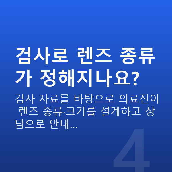 ICL렌즈삽입술검사항목 검사로 렌즈 종류가 정해지나요?
