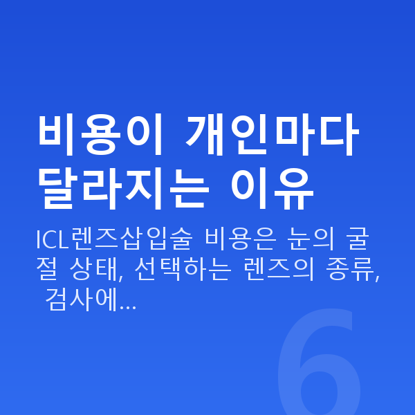 ICL렌즈삽입술비용 비용이 개인마다 달라지는 이유
