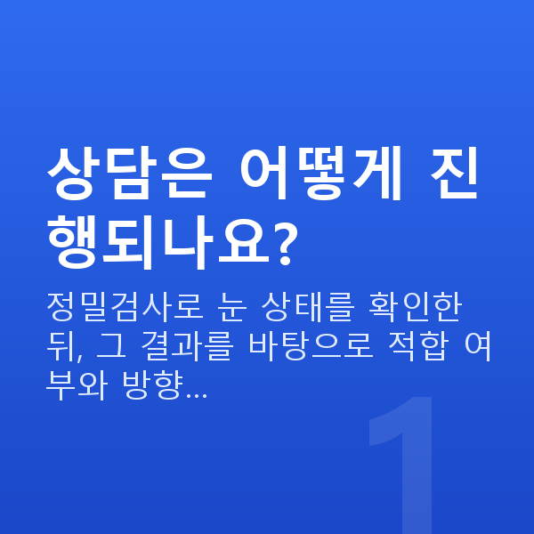 ICL렌즈삽입술상담 상담은 어떻게 진행되나요?