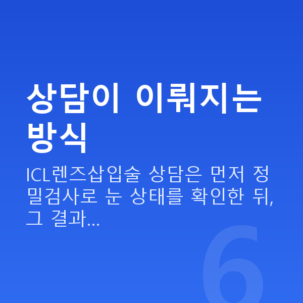 ICL렌즈삽입술상담 상담이 이뤄지는 방식