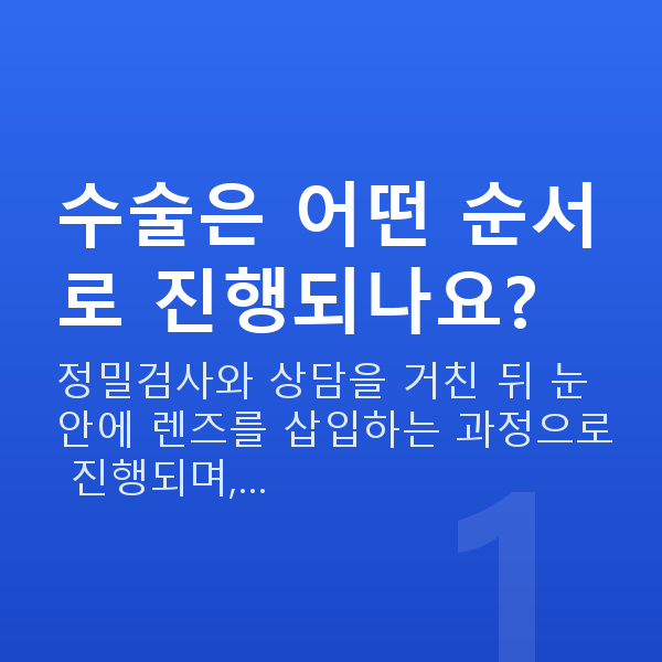 ICL렌즈삽입술수술과정 수술은 어떤 순서로 진행되나요?