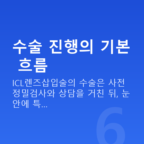 ICL렌즈삽입술수술과정 수술 진행의 기본 흐름
