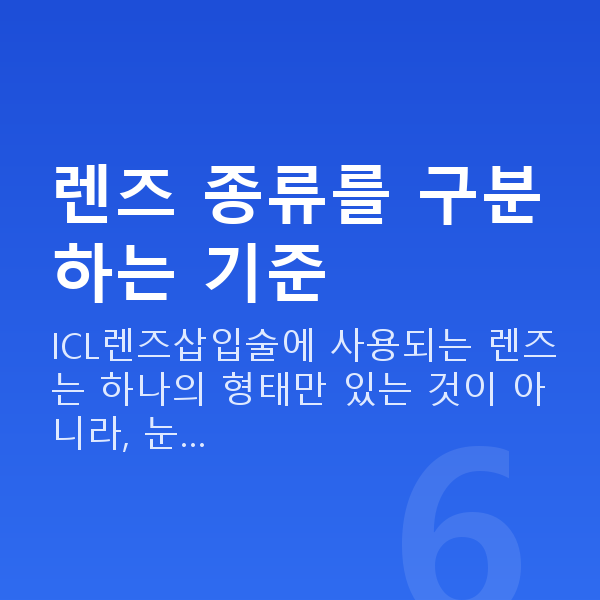 ICL렌즈삽입술종류 렌즈 종류를 구분하는 기준