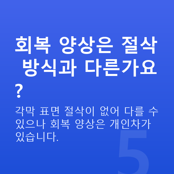 각막얇을때렌즈삽입술 회복 양상은 절삭 방식과 다른가요?