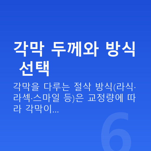 각막얇을때시력교정 각막 두께와 방식 선택