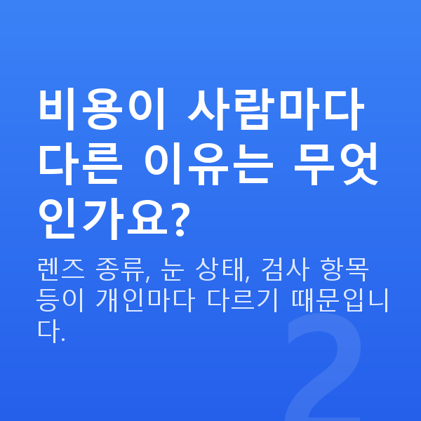 강남렌즈삽입술비용 비용이 사람마다 다른 이유는 무엇인가요?