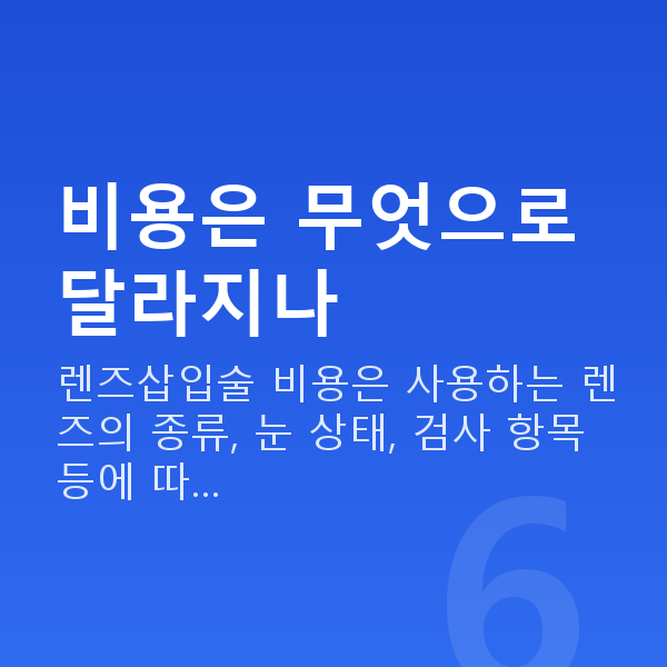 강남렌즈삽입술비용 비용은 무엇으로 달라지나