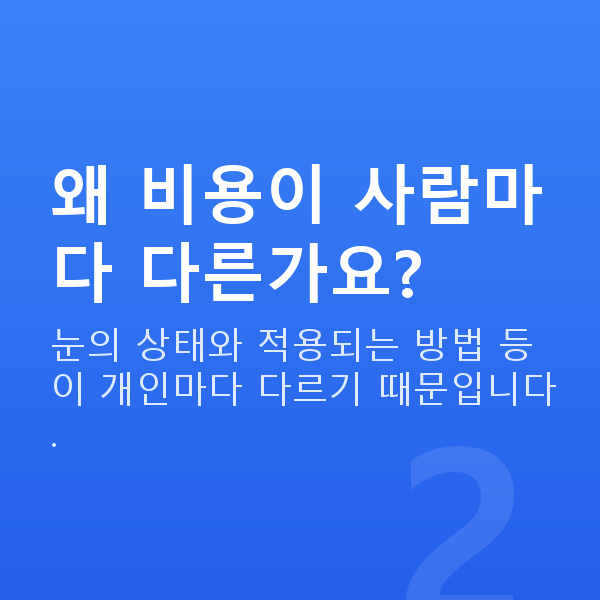 강남스마일라식비용 왜 비용이 사람마다 다른가요?