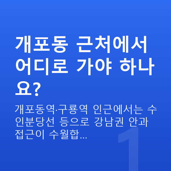 개포동라섹 개포동 근처에서 어디로 가야 하나요?