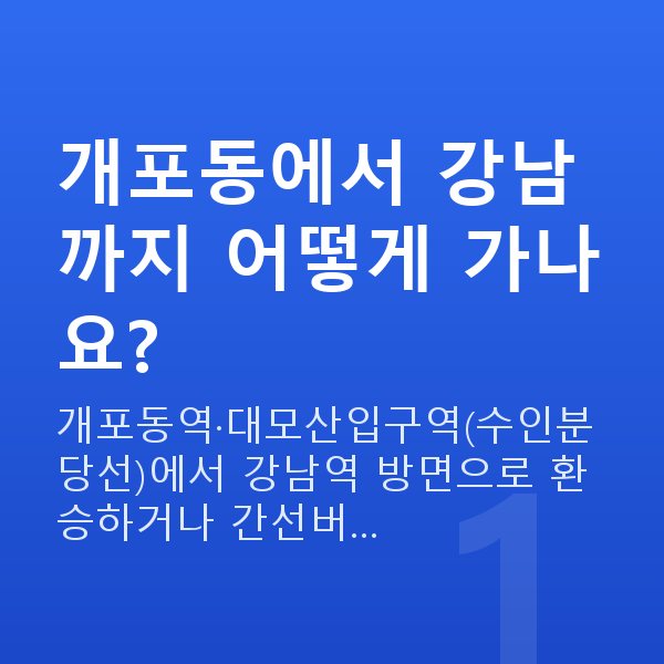 개포동라식 개포동에서 강남까지 어떻게 가나요?