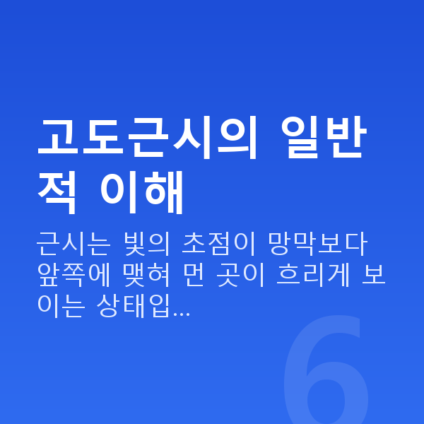 고도근시 고도근시의 일반적 이해