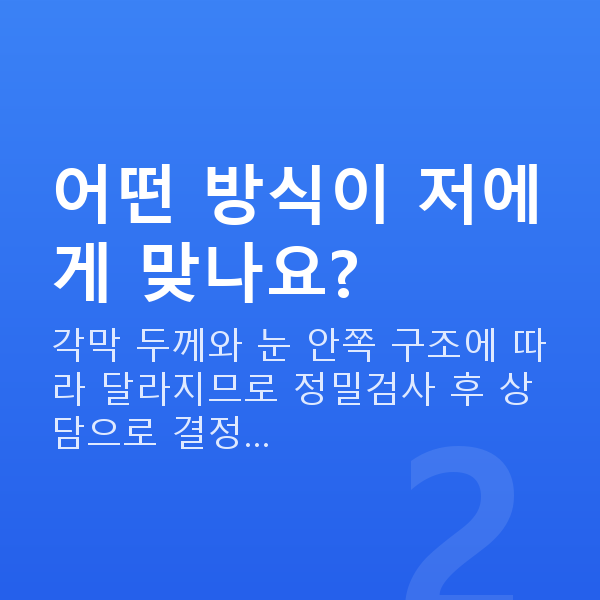 고도근시시력교정 어떤 방식이 저에게 맞나요?