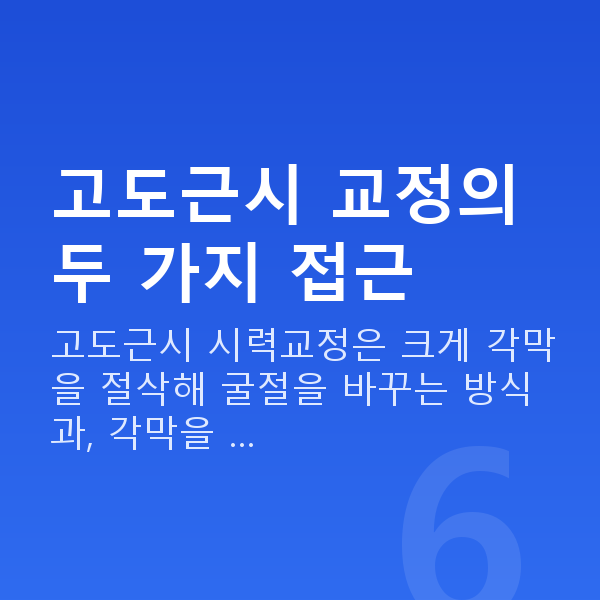 고도근시시력교정 고도근시 교정의 두 가지 접근