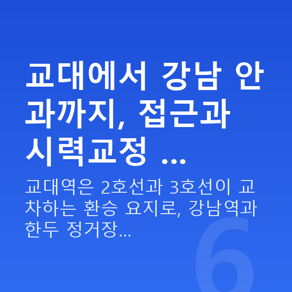 교대라식 교대에서 강남 안과까지, 접근과 시력교정 …