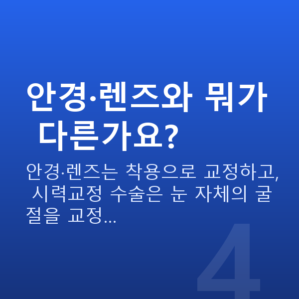 근시시력교정 안경·렌즈와 뭐가 다른가요?