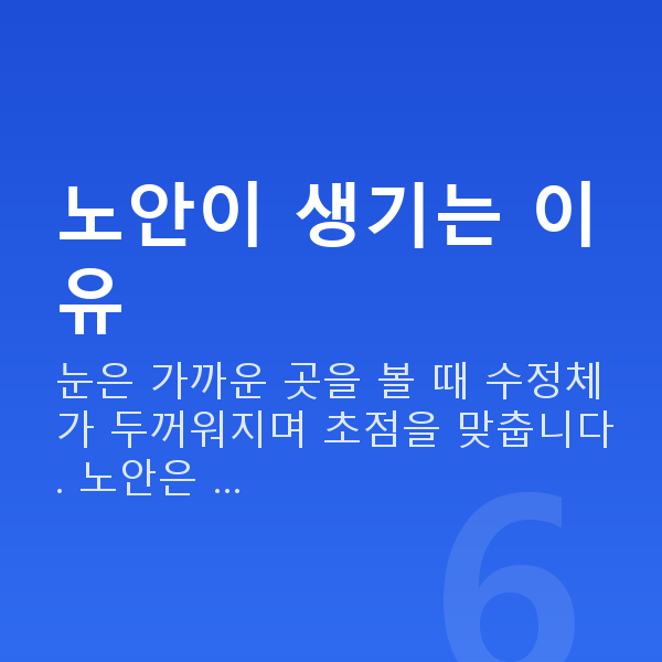 노안 노안이 생기는 이유